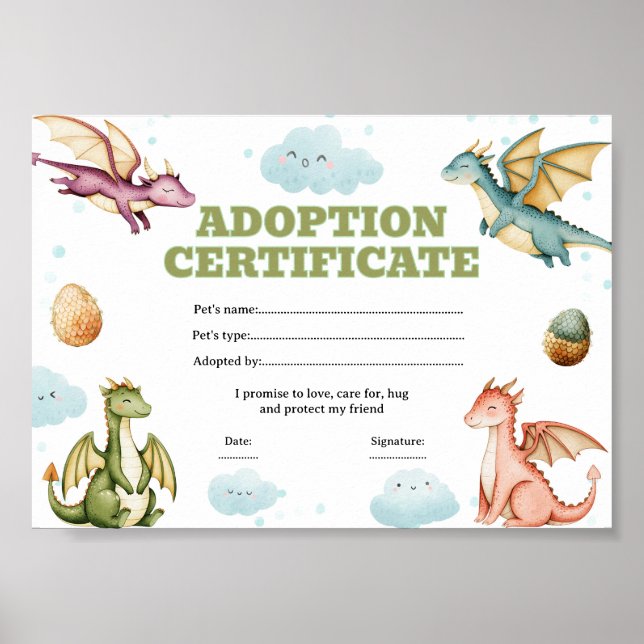 Affiche Certificat de adoption d'animal de compagnie modif (Devant)
