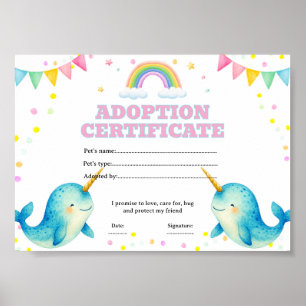 Affiche Certificat de adoption de animal de compagnie modi