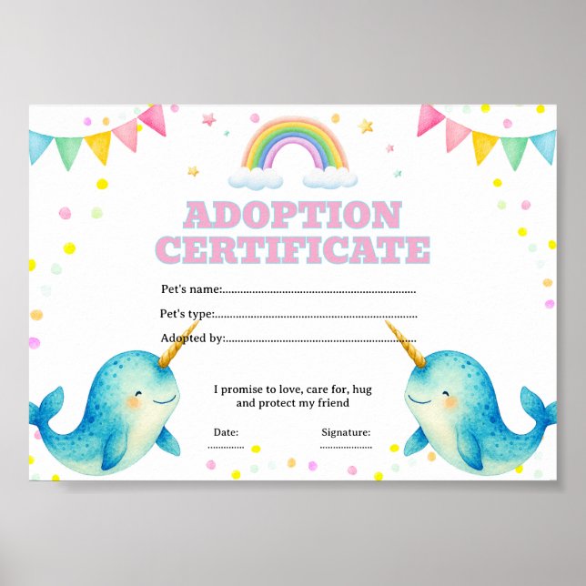 Affiche Certificat de adoption de animal de compagnie modi (Devant)