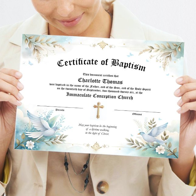 Affiche Certificat de baptême Cadeau religieux (Créateur téléchargé)