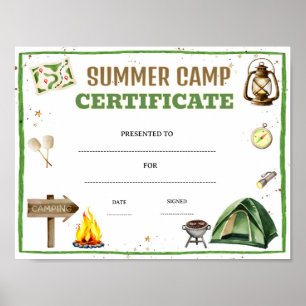 Affiche certificat de camp d'été modifiable