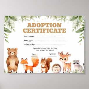 Affiche certificat de coloriage d'adoption d'animal de for