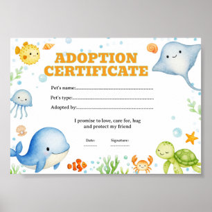 Affiche Certificat de coloriage d'animaux de compagnie de