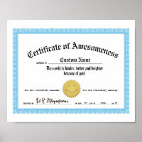 Certificat de conscience, Prix de gentillesse