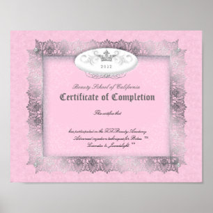 Affiche Certificat de diplôme de beauté de rose