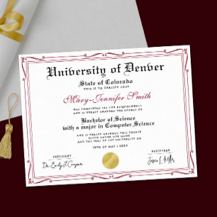 Affiche Certificat de Diplôme de Récompense Rouge Noir Élé