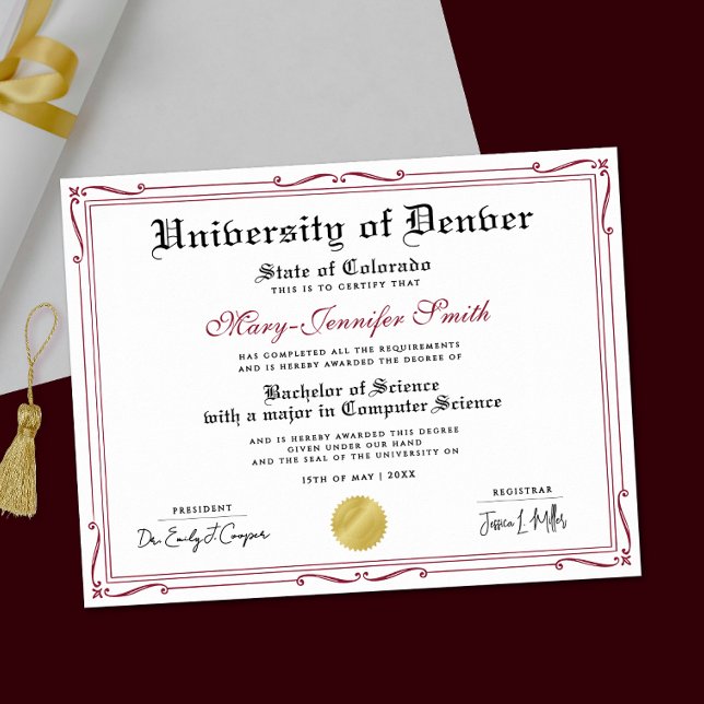 Affiche Certificat de Diplôme de Récompense Rouge Noir Élé (Créateur téléchargé)