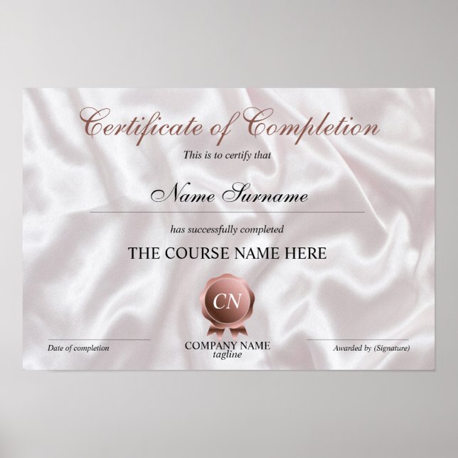 Affiche Certificat de fin de cours (Devant)