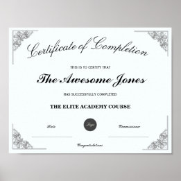 Affiche Certificat de fin d'études bleu avec logo personna