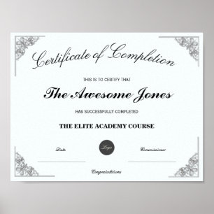 Affiche Certificat de fin d'études bleu avec logo personna