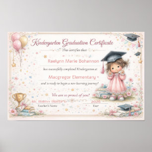 Affiche Certificat de fin d'études de maternelle coloré