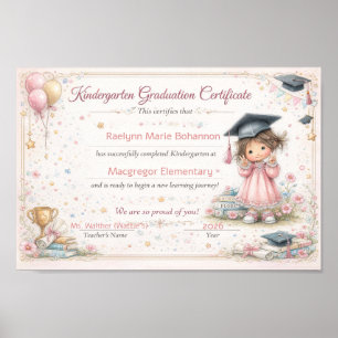 Affiche Certificat de fin d'études de maternelle coloré