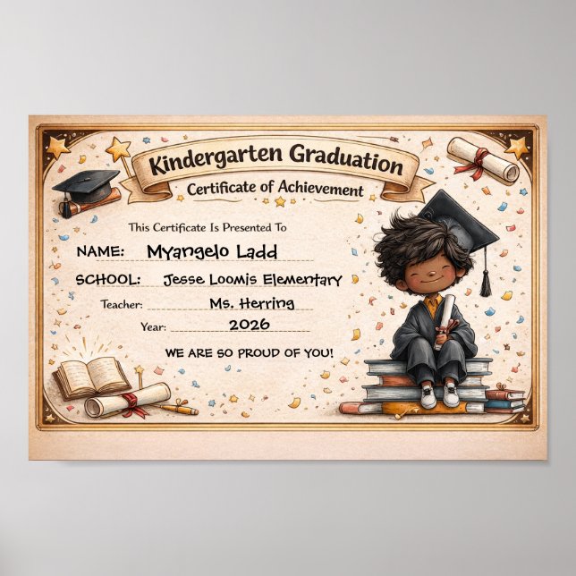 Affiche Certificat de fin d'études maternelles ludique  (Devant)