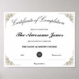 Affiche Certificat de fin d'études sur mesure logo blanc