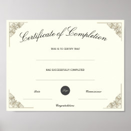 Affiche Certificat de fin d'études vierge avec logo person