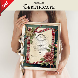 AFFICHE CERTIFICAT DE GESTION TARTAN ROSES ROUGE VERT