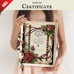 AFFICHE CERTIFICAT DE GESTION TARTAN ROSES ROUGE VERT