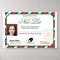 Certificat de liste de Nice Santas photo modifiabl
