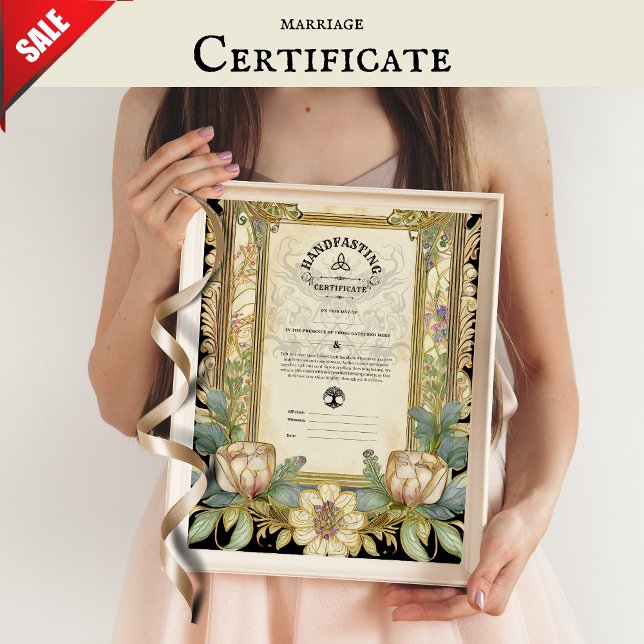 AFFICHE CERTIFICAT DE MANIPULATION FLORALE CELTIQUE WICCA  (Créateur téléchargé)