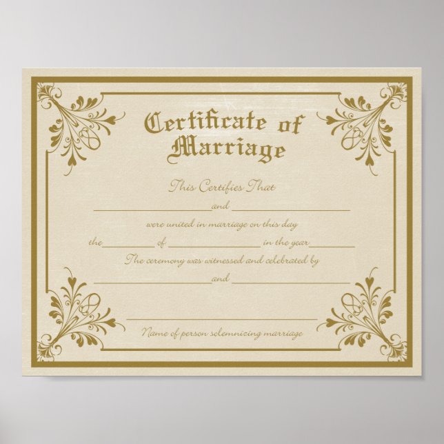Affiche Certificat de mariage Art Imprimer (Devant)