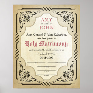 Affiche Certificat de Mariage de femme mariée