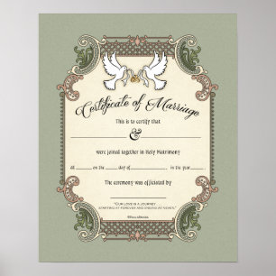 Affiche Certificat de Mariage de mariage