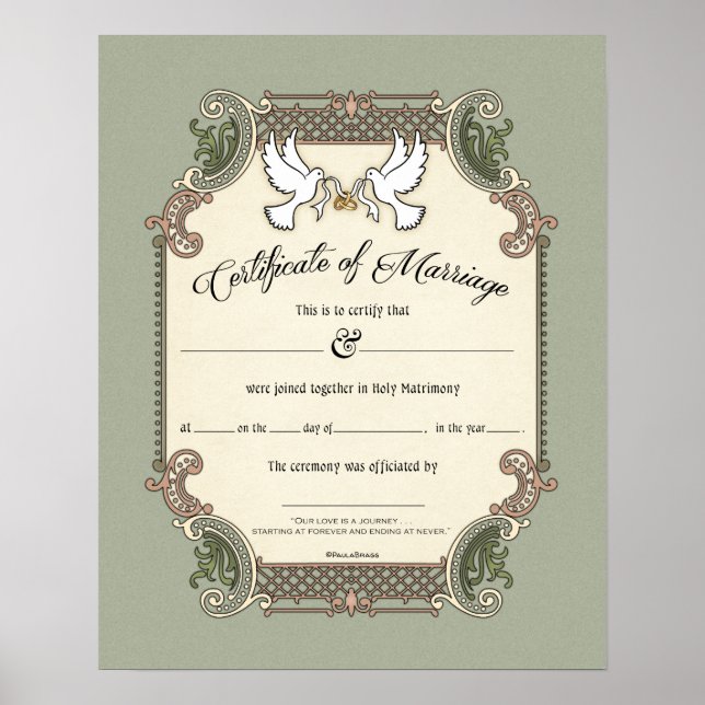 Affiche Certificat de Mariage de mariage (Devant)