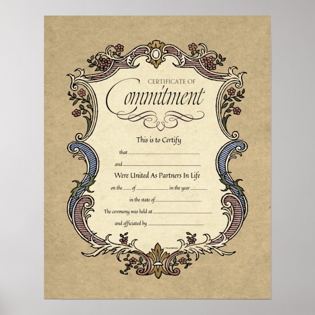Affiche Certificat de Mariage d'engagement (Devant)