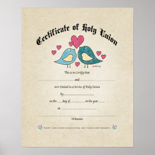 Affiche Certificat de Mariage des Inséparables de la Saint