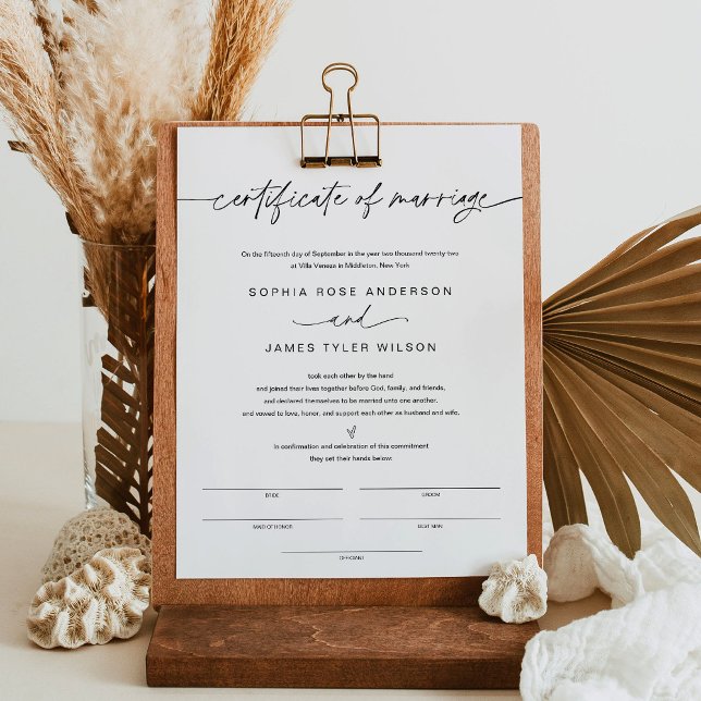 Affiche Certificat de mariage EVERLEIGH 8.5x11 (Créateur téléchargé)