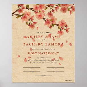 Affiche Certificat de Mariage floral d'automne "Saint Mari