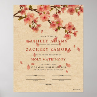 Affiche Certificat de Mariage floral d'automne "Saint Mari