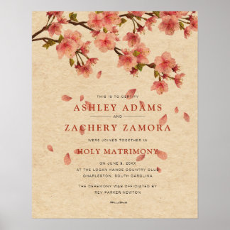 Affiche Certificat de Mariage floral d'automne "Saint Mari