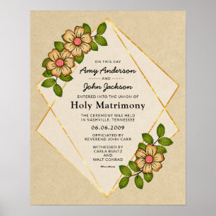 Affiche Certificat de Mariage géométrique "Saint Mariage"