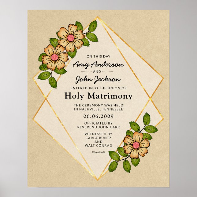 Affiche Certificat de Mariage géométrique "Saint Mariage" (Devant)