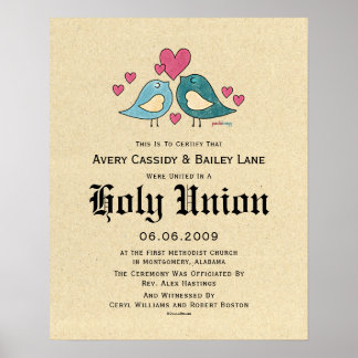 Affiche Certificat de Mariage Inséparable "Saint Mariage"