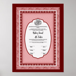Affiche certificat de mariage islamique,
