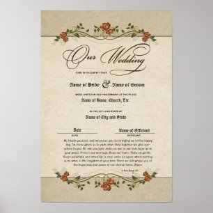 Affiche Certificat de mariage Mariage-(conservation orneme