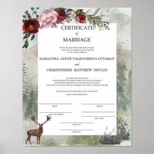 Affiche Certificat de mariage Samantha et Chris