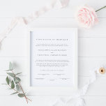 Affiche Certificat de mariage simple et élégant<br><div class="desc">Poster du certificat de mariage simple et élégant</div>