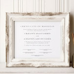 Affiche Certificat de mariage simple et élégant<br><div class="desc">Poster du certificat de mariage simple et élégant</div>