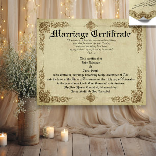 Affiche Certificat de mariage vintage