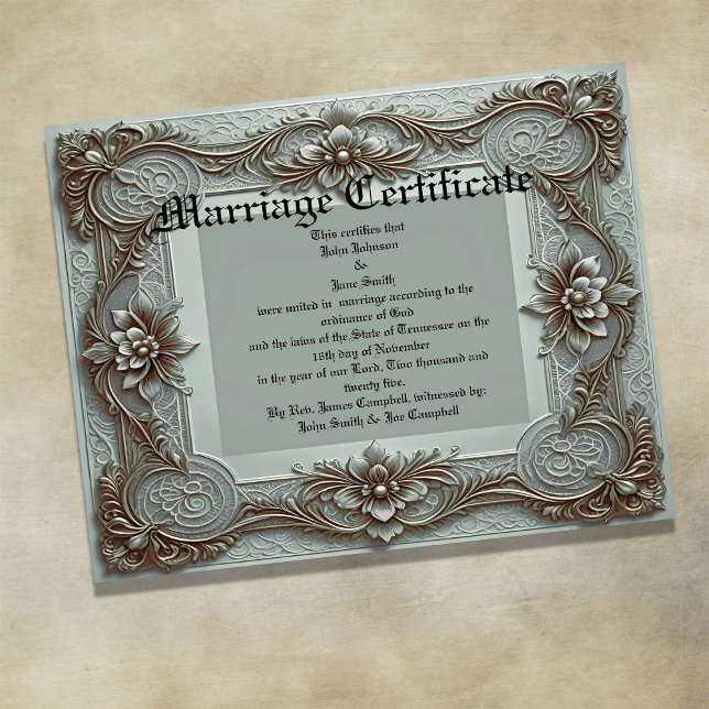 Affiche Certificat de Mariage Vintage Bleu (Créateur téléchargé)