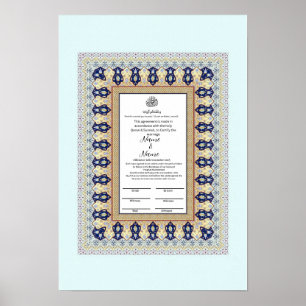 Affiche Certificat de Nikkah des motifs frontaliers islami