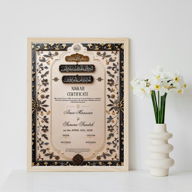 Affiche Certificat de Nikkah élégant pour mariage islamiqu (Créateur téléchargé)