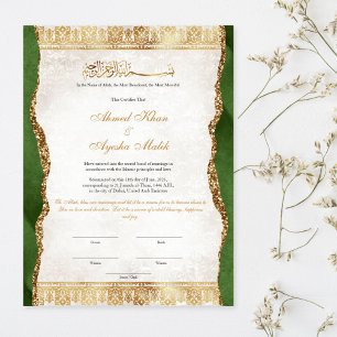 Affiche Certificat de Nikkah élégant pour mariage musulman