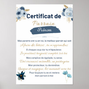Affiche certificat de Parrain