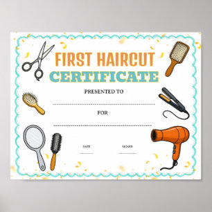 Affiche certificat de première coupe de cheveux modifiable