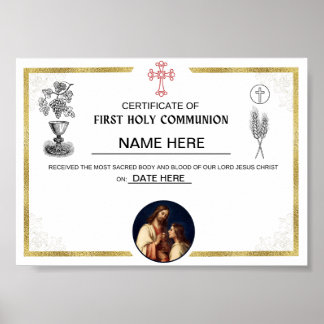 Affiche Certificat de première sainte communion (personnal