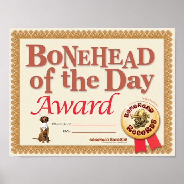 Affiche Certificat de prime Bonehead (Devant)
